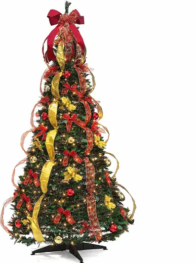 ARBOL DE NAVIDAD AUTOARMABLE, CON ADORNOS, ALTURA 1,8 MT