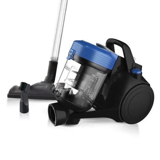 Aspiradora Midea 14TAR de 1.400 W. 2L s/bolsa — Capacidad 2L. Potencia 1.400W. Sin bolsa, Ruedas de caucho para proteger el piso, enrollacable