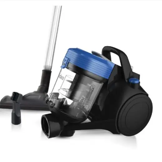 Aspiradora Midea 2.5 L. 1.100 W. — Capacidad 2.5L. Potencia 1.100W. Sin bolsa, Ruedas de caucho para proteger el piso, enrollacable