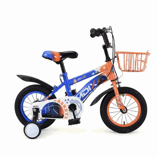 BICICLETA INFANTIL ARO 12" DOBLE FRENO CANASTO NARANJA/AZUL