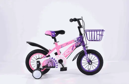 BICICLETA INFANTIL ARO 12" DOBLE FRENO CANASTO ROSA/VIOLETA