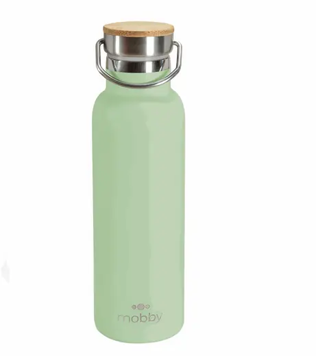 BOTELLA A.INOX 450ML D/PARED VER TAPA BAMBOO MOBBY (REG)