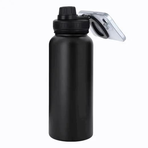 BOTELLA CON IMAN P/CELULAR TERMICA 960ML NEGRO (REG)