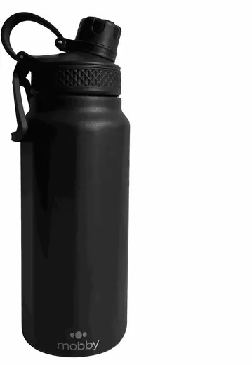 BOTELLA DEPORTIVA 750ML DOBLE PARED NEGRO MOBBY (REG)