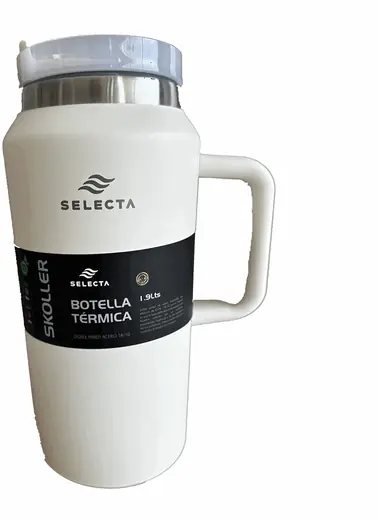 BOTELLA TERMICA 1.9L ACERO TAPA PLASTICO BLANCO (REG)
