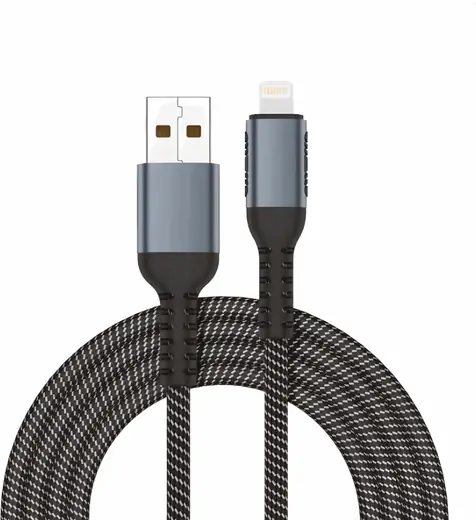 CABLE KOLKE USB A LIGHTNING KCC-5743 NEGRO Y GRIS CAJA (REG)