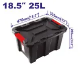 Emtop CAJA PLASTICA ORGANIZADORA NEGRA CAJA HERRAMIENTAS (17")