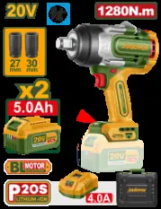 Jadever LLAVE DE IMPACTO 3/4" 1280NM BL. 2X BAT 20V 5AH