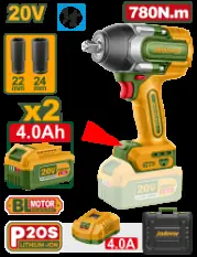 Jadever LLAVE DE IMPACTO 1/2" 780NM BL. 2X BAT 20V 4.0AH