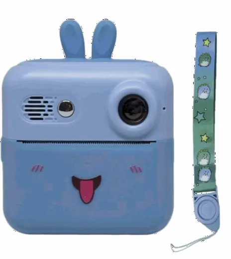 CÁMARA INFANTIL PORTÁTIL C/ IMPRESORA. CELESTE (REG)