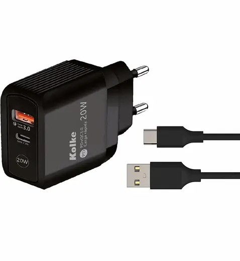CARGADOR RAPIDO USB QC 3.0 NEGRO KCR-2749 (REG)