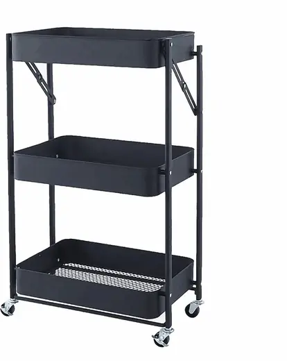 CARRITO ORGANIZADOR DECOTEAM DE METAL 3 ESTANTES DMO-019 NEGRO (REG)