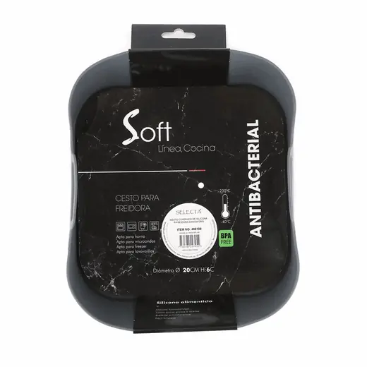 CESTO CUADRADO DE SILICONA P/FREIDORA 20X6CM GRIS (REG)