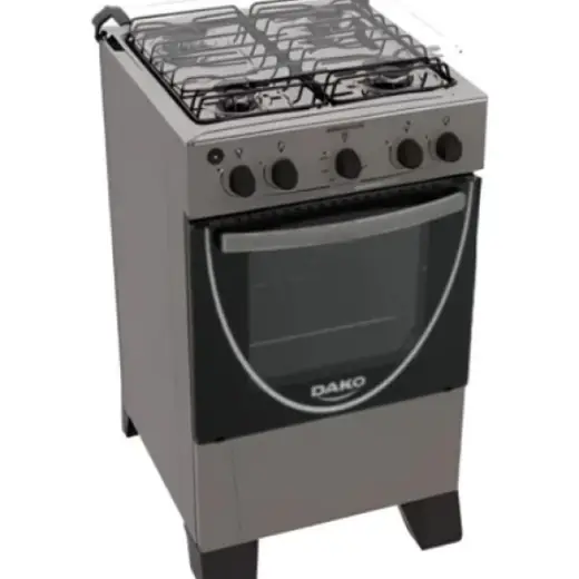 Dako COCINA AMAZONAS 4 Hr. Tv. GRIS — 4 Hr. Tapa de Vidrio. Mesada de Acero Inox. Doble vidrio en la puerta del horno. 1 Rejilla fija con dos ajustes de…