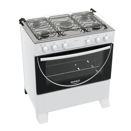 Dako COCINA LUNA 5 Hr. Tv. Ee. Luz BLANCA — 5 Hr. Encendido Eléctrico. Tapa de Vidrio. Mesada de Acero Inox. Doble vidrio en la puerta del horno. 1 Quemador…