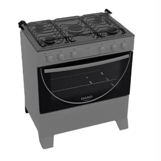 Dako COCINA LUNA 5 Hr. Tv. Ee. Luz GRIS — 5 Hr. Encendido Eléctrico. Tapa de Vidrio. Mesada de Acero Inox. Doble vidrio en la puerta del horno. 1 Quemador…