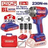 Emtop ATORNILLADOR 1/4" + LLAVE DE IMP. 1/2" ECIWL202361