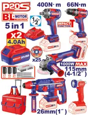 Emtop Maletín plástico etiquetado COMBO POWER TOOLS 5 EN 1