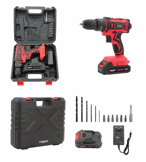 KIT TALADRO INALAMBRICO DE IMPACTO NAPPO 16 PCS NHK-217 (REG)