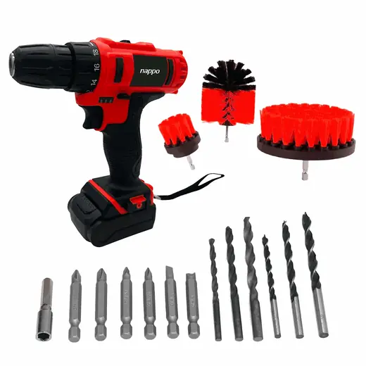 KIT TALADRO INALÁMBRICO NAPPO CON CEPILLOS NHK-184 (REG)