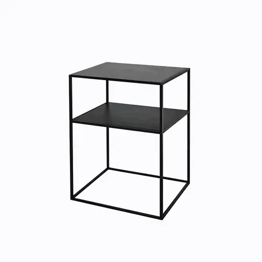 MESA AUX 2 NIVELES 37.5X37.5X50.5CM METAL NEGRO