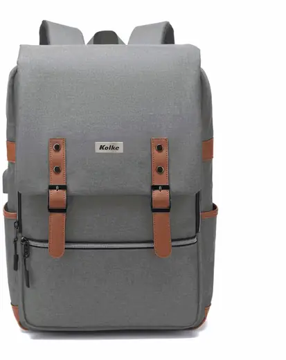 MOCHILA RIDE CON TAPA Y PRECINTOS KVM-534 GR CLARO Y MARRON (REG)