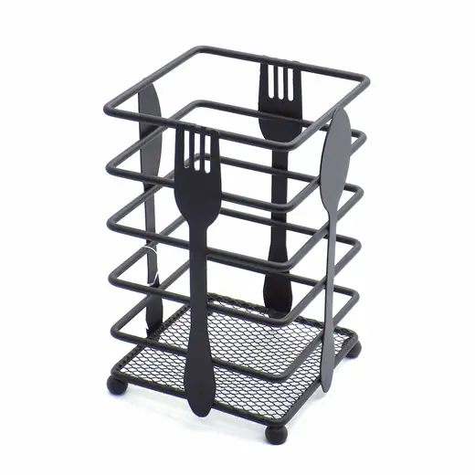 PORTACUBIERTOS METAL RECT. D11X16CM METAL NEGRO (REG)