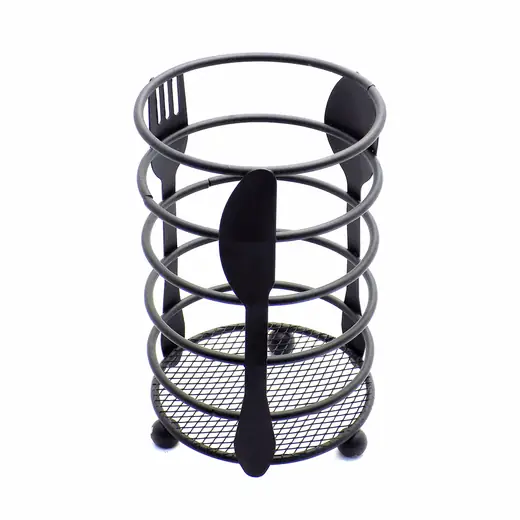 PORTACUBIERTOS METAL REDONDO D11X16CM METAL NEGRO (REG)