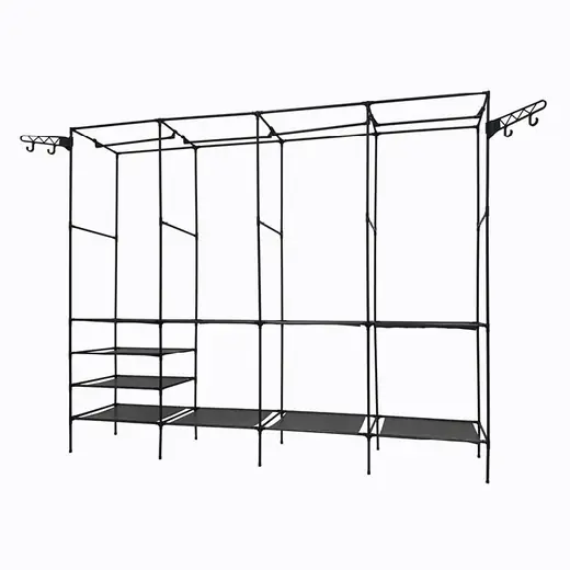 ROPERO ABIERTO METALICO CON PERCHERO DECOTEAM CUADRUPLE DDR-046 NEGRO