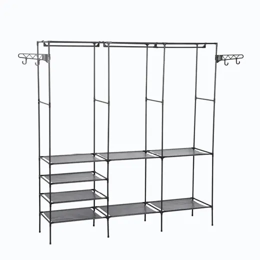 ROPERO ABIERTO METALICO CON PERCHERO DECOTEAM TRIPLE DDR-045 NEGRO