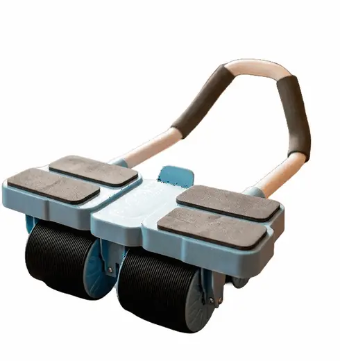 RUEDA ABDOMINAL CELESTE CON 4 RUEDAS Y SOPORTE P/CODOS (REG)