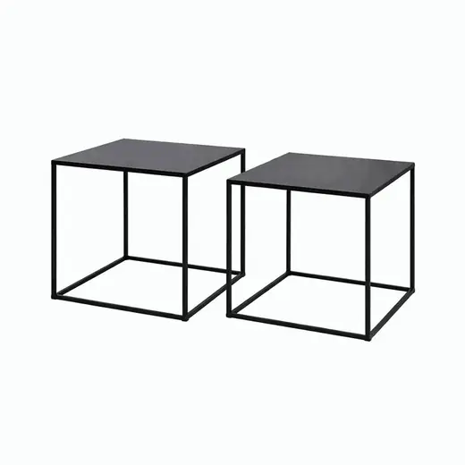 SET 2 MESAS AUX 38X38X41/34X34X37CM METAL NEGRO