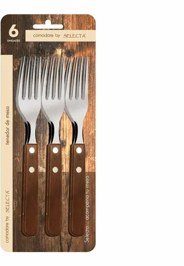 SET 6PZAS TENEDORES 1.5MM MANGO MADERA (REG)