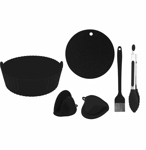 SET DE ACCESORIOS DE SILICONA PARA FREIDORA CROIX NEGRO 6PCS CMP-028 (REG)