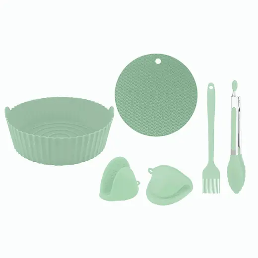 SET DE ACCESORIOS DE SILICONA PARA FREIDORA CROIX VERDE 6PCS CMP-028 (REG)