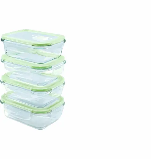 SET DE CONTENEDORES HERMETICOS VIDRIO 370ML 4PCS CROIX CRT-018