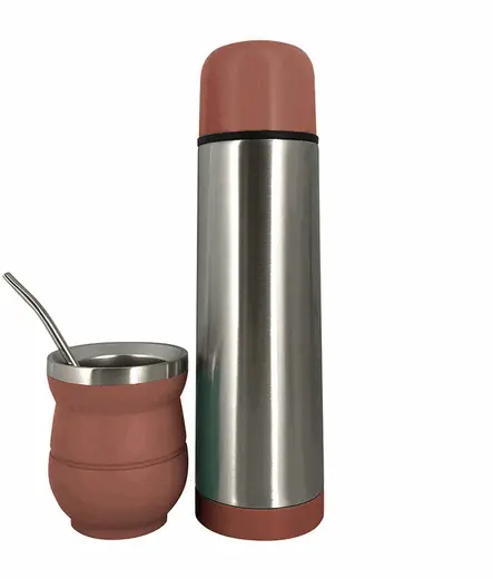 SET MATE C/BOMBILLA Y TERMO 500ML CORAL (REG)