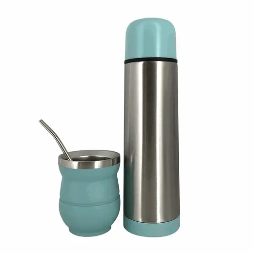 SET MATE C/BOMBILLA Y TERMO 500ML VERDE AGUA (REG)