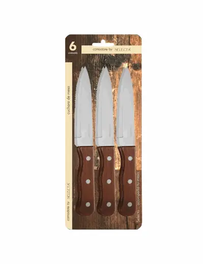 SET X6PZAS CUCHILLOS GRAN ASADO 1.5MM M.MADERA (REG)