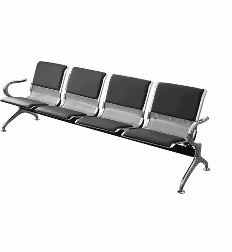 SILLA DE ESPERA TANDEM 4 CUERPOS CENTURY (ALMOHADON NEGRO) LEVEL