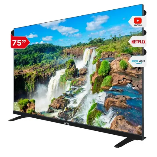 WIN TV 75" LED UHD SMART, Sintonizador de TV Digital ISDB, USB, Web OS, Netflix, Youtube, Prime Video.